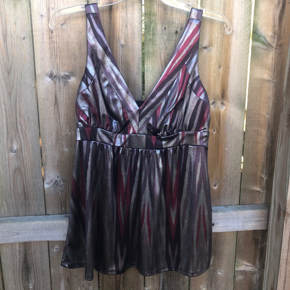 Black, silver, and red top from INC